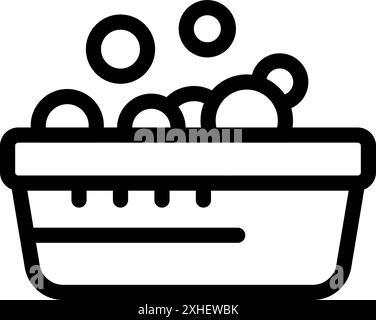 Laundry basket full of soap suds, ready for cleaning dirty clothes at home or in a laundromat Stock Vector
