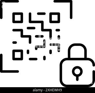 Scan qr code and lock. Confidentiality and protected information access. Pixel perfect, editable stroke vector icon Stock Vector
