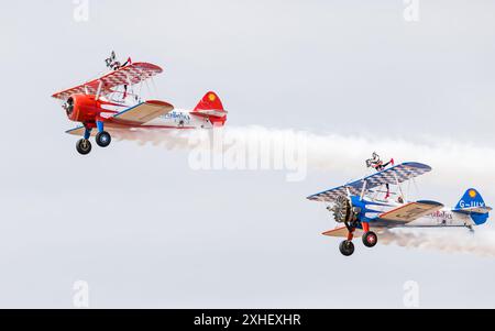 Aerosuperbatics Wingwalkers pictured at the Southport airshow in Merseyside, England on 13 July 2024. Stock Photo