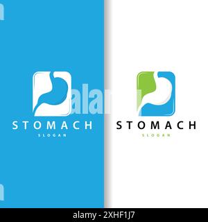 Stomach Logo, Simple Design for Brands with a Minimalist Concept, Vector Human Health Templet Illustration Stock Vector