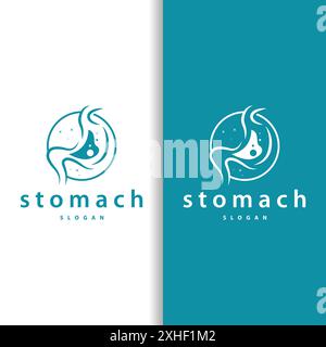 Stomach Logo, Simple Design for Brands with a Minimalist Concept, Vector Human Health Templet Illustration Stock Vector