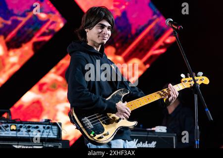 Sao Paulo, Brazil. 13th July, 2024. SÃO PAULO, BRAZIL - JULY 13: Tye Trujillo of Suicidal Tendencies performs on stage during the Esquenta Rock Fun Festival 2024 at Centro Esportivo Tietê on July 13, 2024, in Sao Paulo/SP, Brazil. (Photo by Leandro Bernardes/PxImages) Credit: Px Images/Alamy Live News Stock Photo