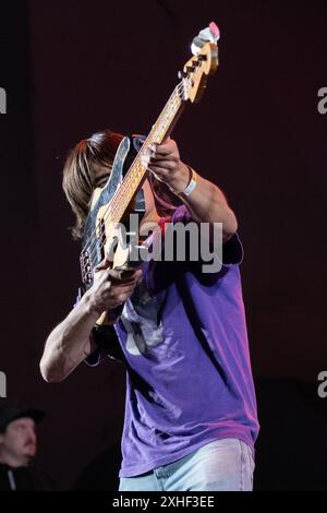 Sao Paulo, Brazil. 13th July, 2024. SÃO PAULO, BRAZIL - JULY 13: Tye Trujillo of Suicidal Tendencies performs on stage during the Esquenta Rock Fun Festival 2024 at Centro Esportivo Tietê on July 13, 2024, in Sao Paulo/SP, Brazil. (Photo by Leandro Bernardes/PxImages) Credit: Px Images/Alamy Live News Stock Photo