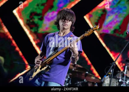 July 13, 2024, Sao Paulo, SÃ£O Paulo, Brazil, Brazil: Tye Trujillo of Suicidal Tendencies performs on stage during the Esquenta Rock Fun Festival 2024 at Centro Esportivo TietÃª on July 13, 2024, in Sao Paulo/SP, Brazil. (Photo by Leandro Bernardes/PxImages) (Credit Image: © Leandro Bernardes/PX Imagens via ZUMA Press Wire) EDITORIAL USAGE ONLY! Not for Commercial USAGE! Stock Photo