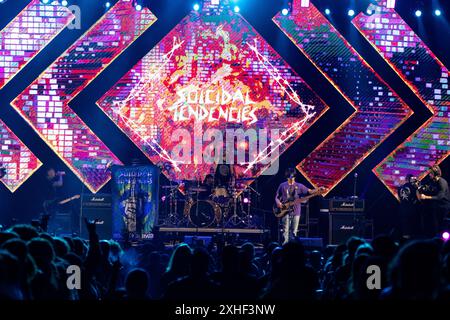 Sao Paulo, Brazil. 13th July, 2024. SÃO PAULO, BRAZIL - JULY 13: Suicidal Tendencies performs on stage during the Esquenta Rock Fun Festival 2024 at Centro Esportivo Tietê on July 13, 2024, in Sao Paulo/SP, Brazil. (Photo by Leandro Bernardes/PxImages) Credit: Px Images/Alamy Live News Stock Photo