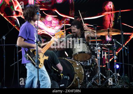 Sao Paulo, Brazil. 13th July, 2024. SÃO PAULO, BRAZIL - JULY 13: Tye Trujillo of Suicidal Tendencies performs on stage during the Esquenta Rock Fun Festival 2024 at Centro Esportivo Tietê on July 13, 2024, in Sao Paulo/SP, Brazil. (Photo by Leandro Bernardes/PxImages) Credit: Px Images/Alamy Live News Stock Photo