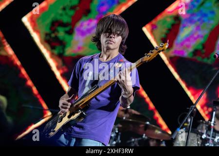 Sao Paulo, Brazil. 13th July, 2024. SÃO PAULO, BRAZIL - JULY 13: Tye Trujillo of Suicidal Tendencies performs on stage during the Esquenta Rock Fun Festival 2024 at Centro Esportivo Tietê on July 13, 2024, in Sao Paulo/SP, Brazil. (Photo by Leandro Bernardes/PxImages) Credit: Px Images/Alamy Live News Stock Photo