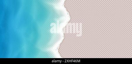 Top view vector illustration of lagoon on transparent background. Detailed image portraying sea wave with foamy crests gently rolling on tropical coas Stock Vector