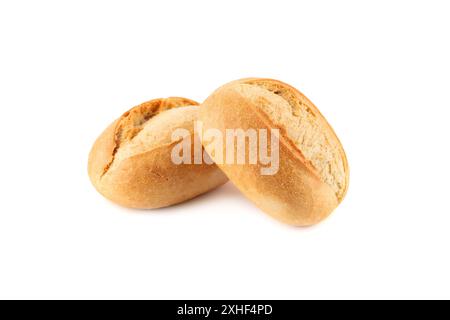 Crispy bread rolls isolated on white background. Fresh crispy bread rolls. Stock Photo