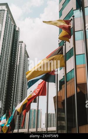 Flags of different countries blowing in the wind Stock Photo - Alamy