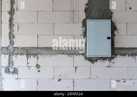 New house construction interior with electric box Stock Photo