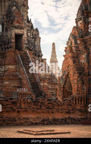 Wat Chai Watthanaram, a temple located in a former capital of Siam kingdom, Ayuatthaya Stock Photo