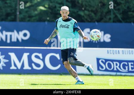 Napoli's Italian defender Pasquale Mazzocchi during  SSC Napoli's 2024-25 preseason training camp in val di sole in Trentino, Dimaro Folgarida Stock Photo