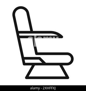 Airplane seat icon Vector symbol or sign set collection in black and white outline Stock Vector