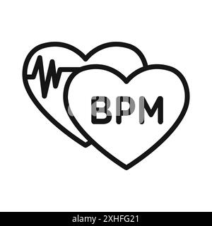 Beat BPM icon Vector symbol or sign set collection in black and white outline Stock Vector