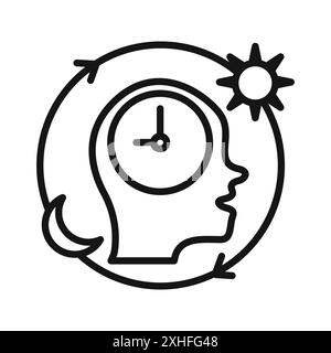 Circadian rhythms icon Vector symbol or sign set collection in black and white outline Stock Vector