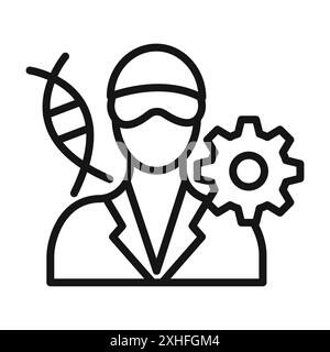 Biomedical engineer icon Vector symbol or sign set collection in black and white outline Stock Vector