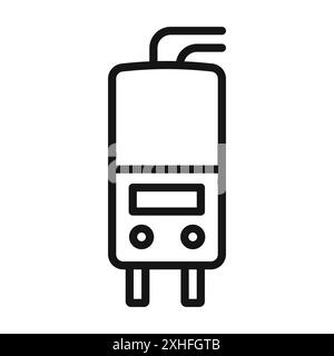 Electric heating boiler icon Vector symbol or sign set collection in black and white outline Stock Vector