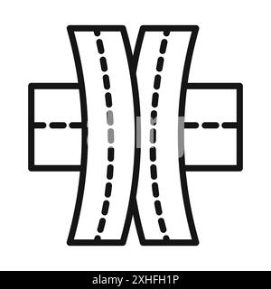 Multi level junction icon Vector symbol or sign set collection in black and white outline Stock Vector