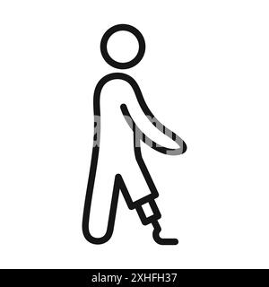 Prosthetic leg icon Vector symbol or sign set collection in black and white outline Stock Vector