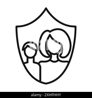 Parental control icon Vector symbol or sign set collection in black and white outline Stock Vector