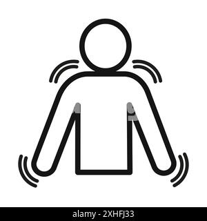 Trembling icon Vector symbol or sign set collection in black and white outline Stock Vector