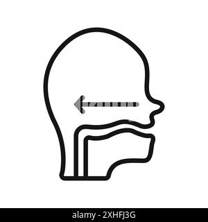 Swallowing reflex icon Vector symbol or sign set collection in black and white outline Stock Vector