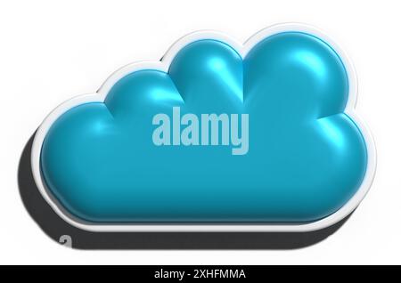 Blue volumetric cloud on an isolated background, 3D rendering illustration Stock Photo