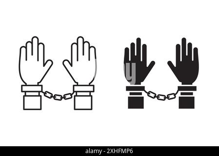 Arrested icon Vector symbol or sign set collection in black and white outline Stock Vector