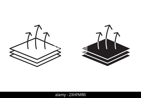 Breathable leather icon Vector symbol or sign set collection in black and white outline Stock Vector