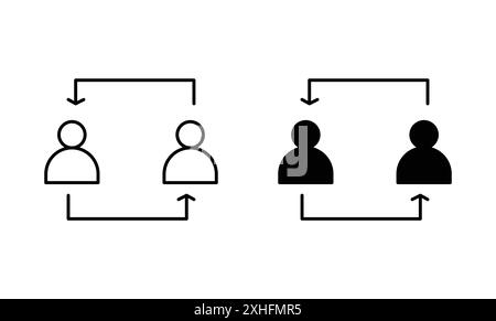 C2C icon Black line art vector in black and white outline set collection sign Stock Vector