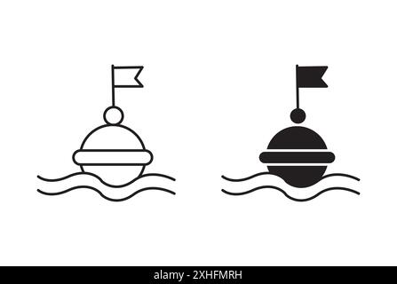 Buoy Icon Vector symbol or sign set collection in black and white outline Stock Vector