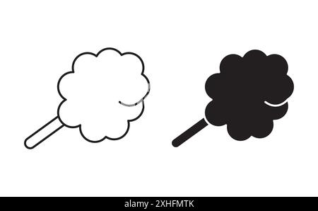 Cotton candy icon Vector symbol or sign set collection in black and white outline Stock Vector