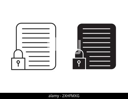 Confidential Project icon Black line art vector in black and white outline set collection sign Stock Vector