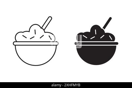 Granola icon Black line art vector in black and white outline set collection sign Stock Vector