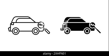 Car diagnostic icon Black line art vector in black and white outline set collection sign Stock Vector