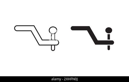car towbar icon Black line art vector in black and white outline set collection sign Stock Vector