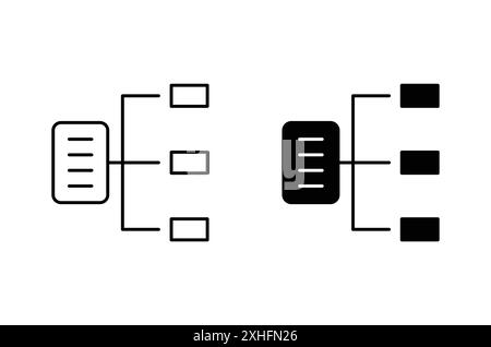 classification icon Vector symbol or sign set collection in black and white outline Stock Vector