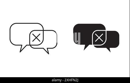 Disagreement icon Black line art vector in black and white outline set collection sign Stock Vector