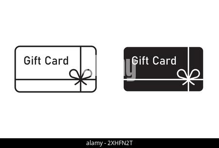 Gift card icon Vector symbol or sign set collection in black and white outline Stock Vector