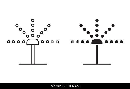 Irrigation icon Vector symbol or sign set collection in black and white outline Stock Vector