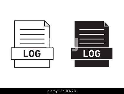 log file icon Black line art vector in black and white outline set collection sign Stock Vector