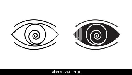 Hypnotic icon Black line art vector in black and white outline set collection sign Stock Vector