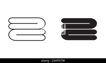 Rounded the folded bath towels icon Black line art vector in black and white outline set collection sign Stock Vector