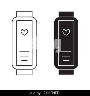 Smartband icon Black line art vector in black and white outline set collection sign Stock Vector