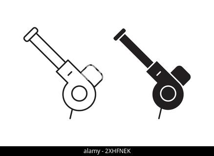 Leaf blower icon Black line art vector in black and white outline set collection sign Stock Vector