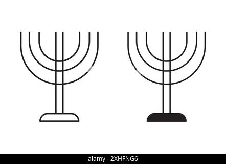 Jewish Candles icon Black line art vector in black and white outline set collection sign Stock Vector