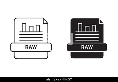 Raw data icon Vector symbol or sign set collection in black and white outline Stock Vector