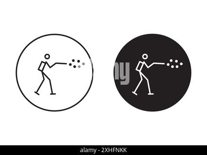 Mite disinfectant man icon Vector symbol or sign set collection in black and white outline Stock Vector