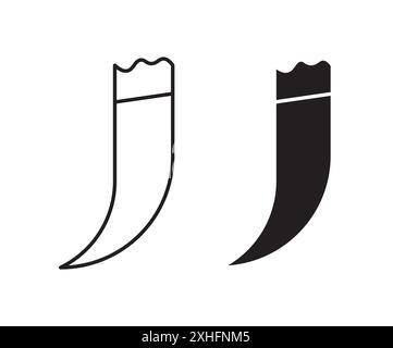 Tusk icon Black line art vector in black and white outline set collection sign Stock Vector